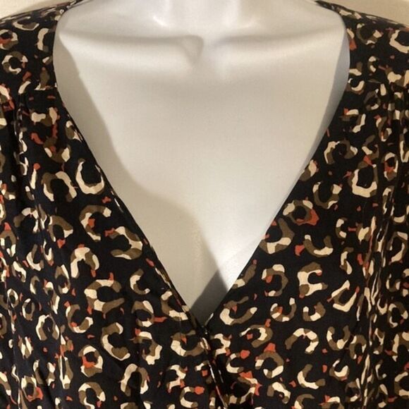 36-7 KORI black multicolor animal print thong rayon bodysuit L - Picture 2 of 10